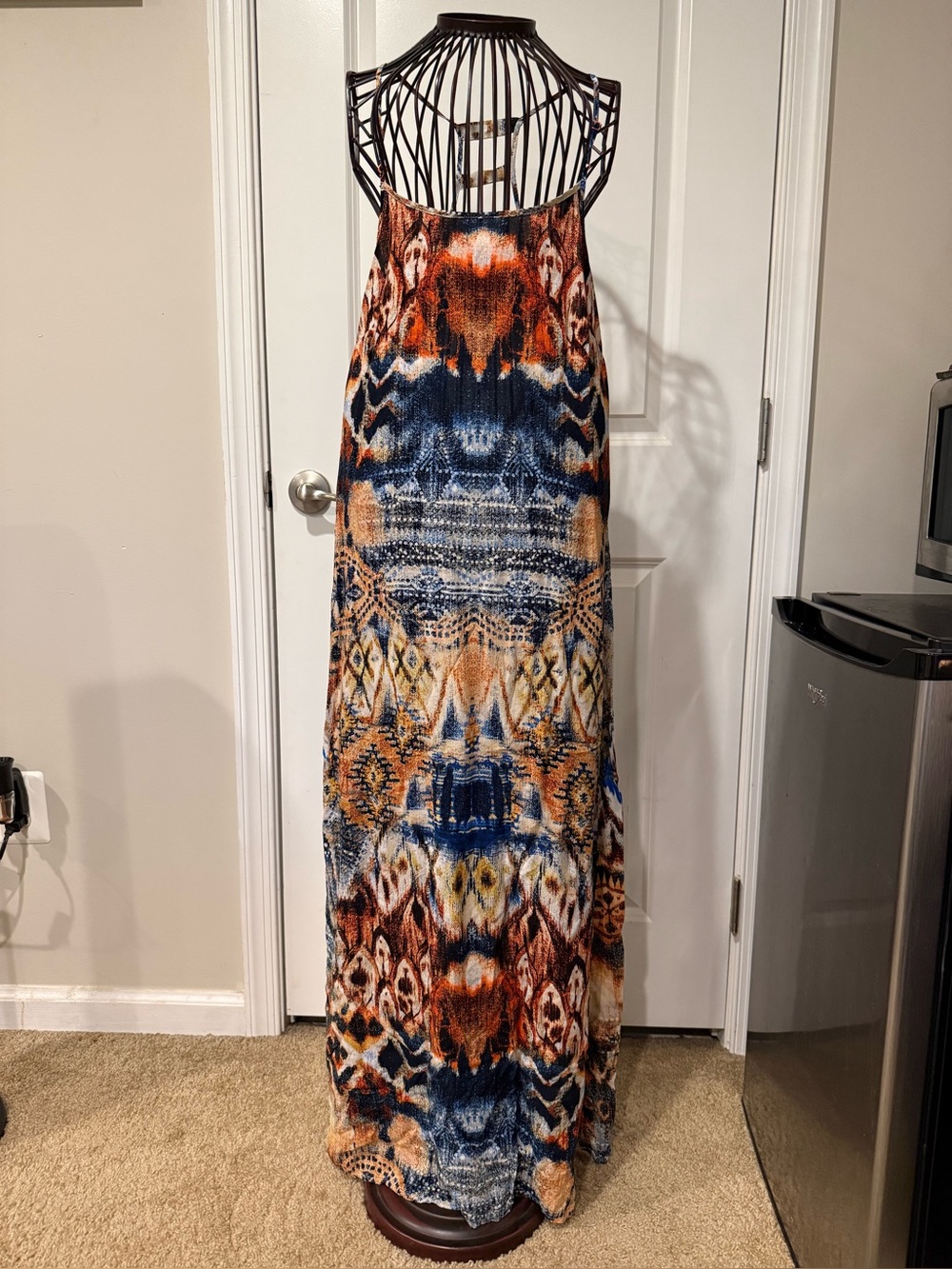 Lani Multicolor Printed Maxi Dress in Blue and Brown